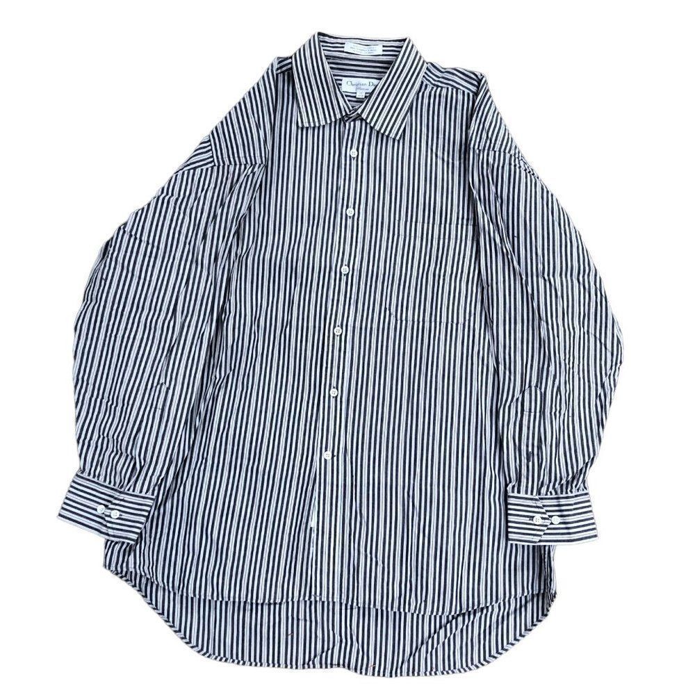RARE Christian Dior Shirt Vertical Stripe Button Up Size 17